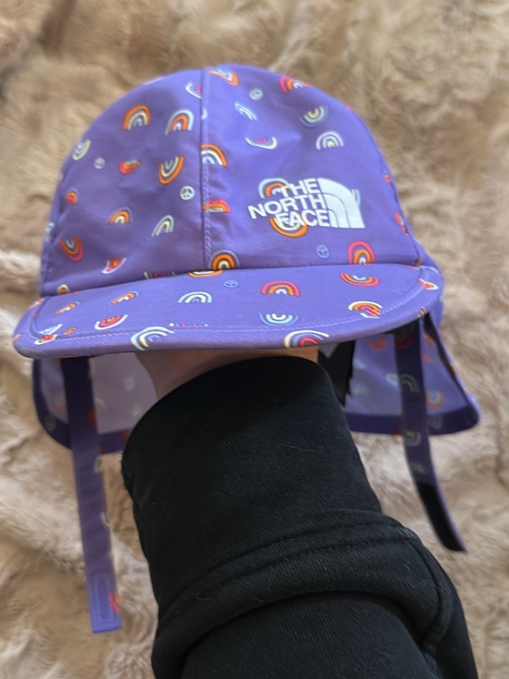 The North Face Purple Rainbow Print Sun Cap, infant size
